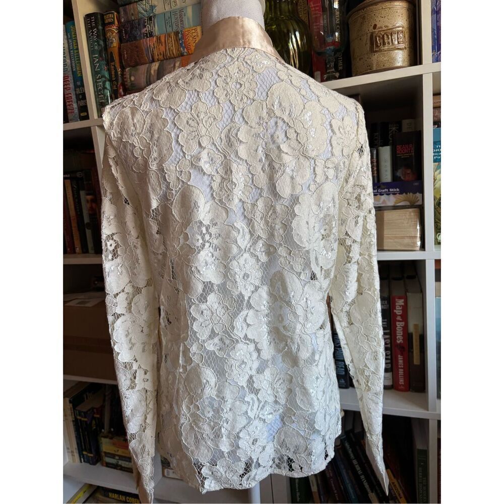 Revolve Line & Dot Lace Button Up Top - image 3